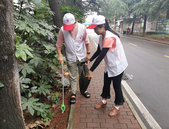 淮南市红十字会协助包保社区开展创城志愿活动7